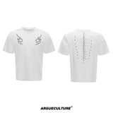 Studded Snake Spine Boxy T-Shirt | Argue Culture - White