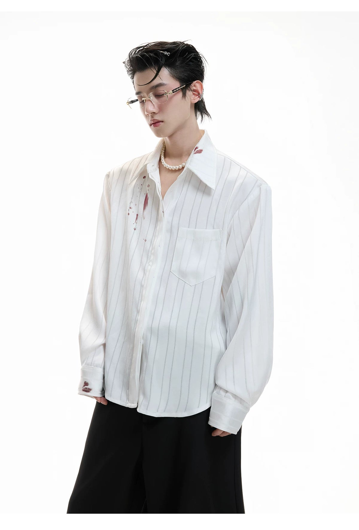Striped Lipstick Print Cotton Shirt | Relaxed Fit - description image 6