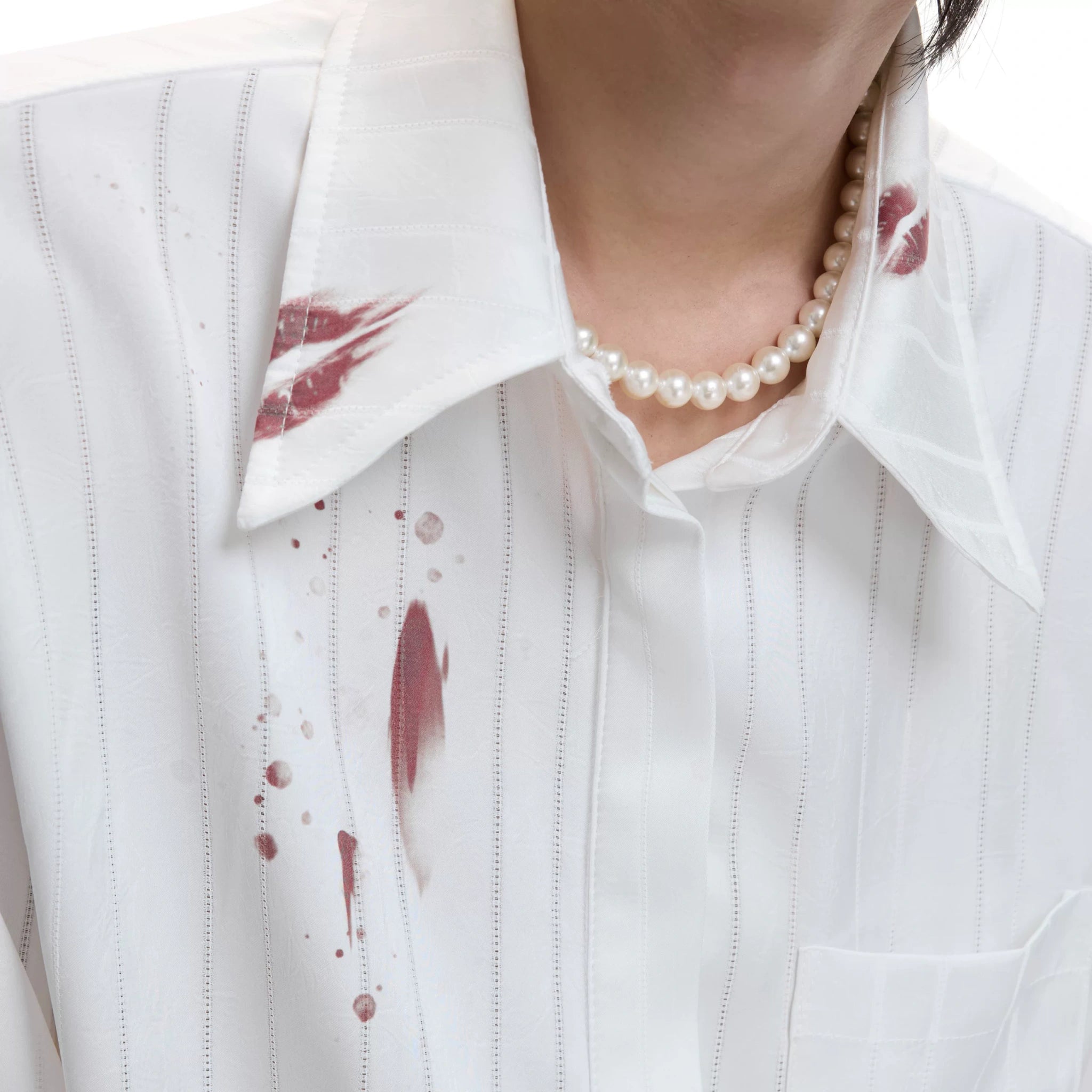 Striped Lipstick Print Cotton Shirt | Relaxed Fit - main image 2