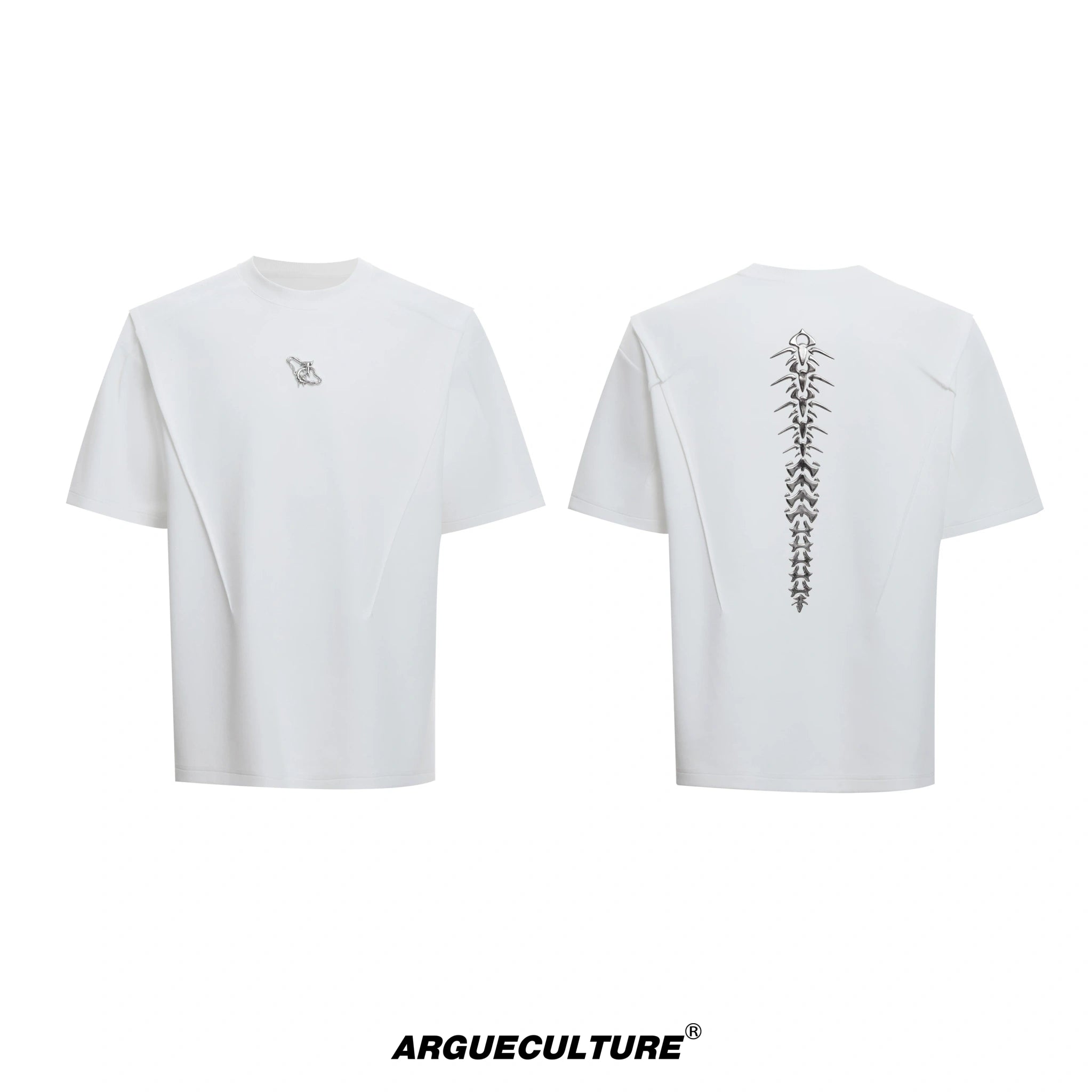 Liquid Spine Shoulder-Pad T-Shirt | Relaxed Cotton - White