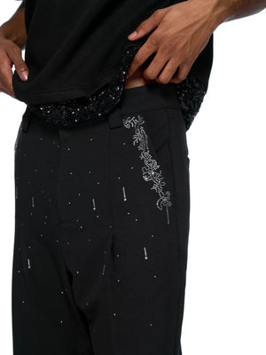 Rhinestone Straight-Flare Trousers | Unisex Streetwear - main image 2