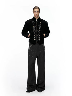 Rhinestone Straight-Flare Trousers | Unisex Streetwear - main image 4