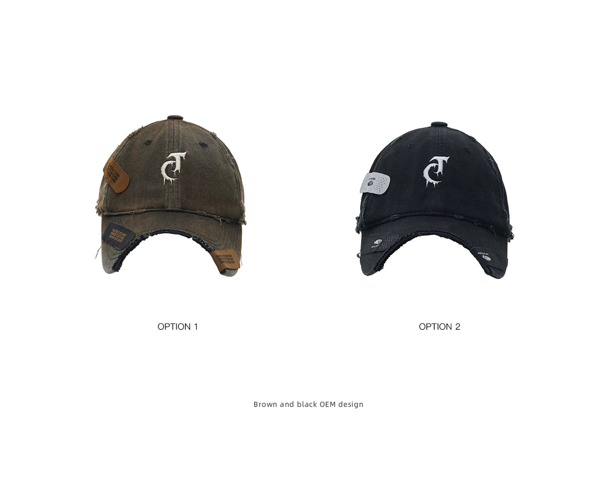 Distressed Patchwork Baseball Cap | Adjustable Cotton - description image 1