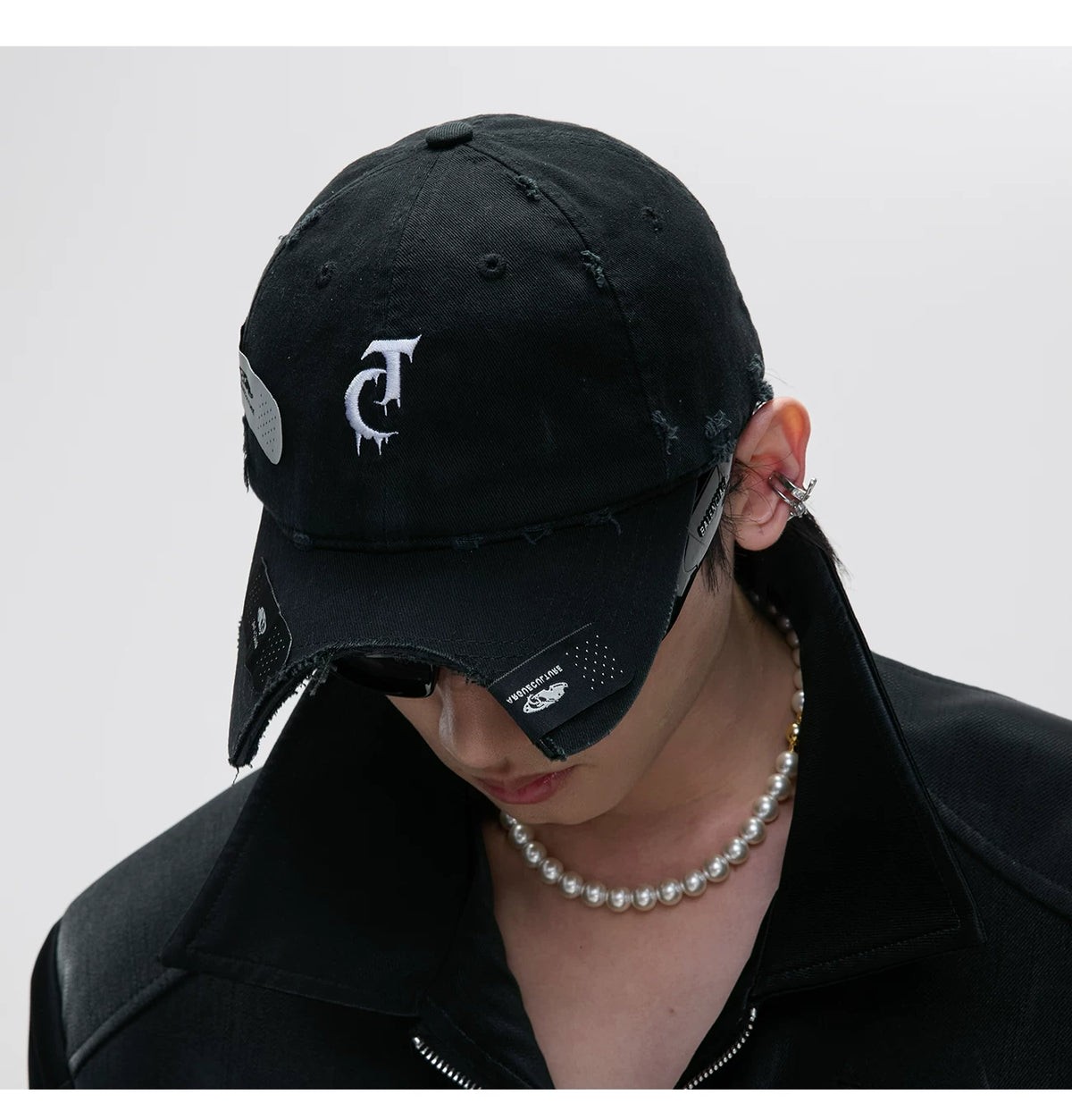 Distressed Patchwork Baseball Cap | Adjustable Cotton - description image 3