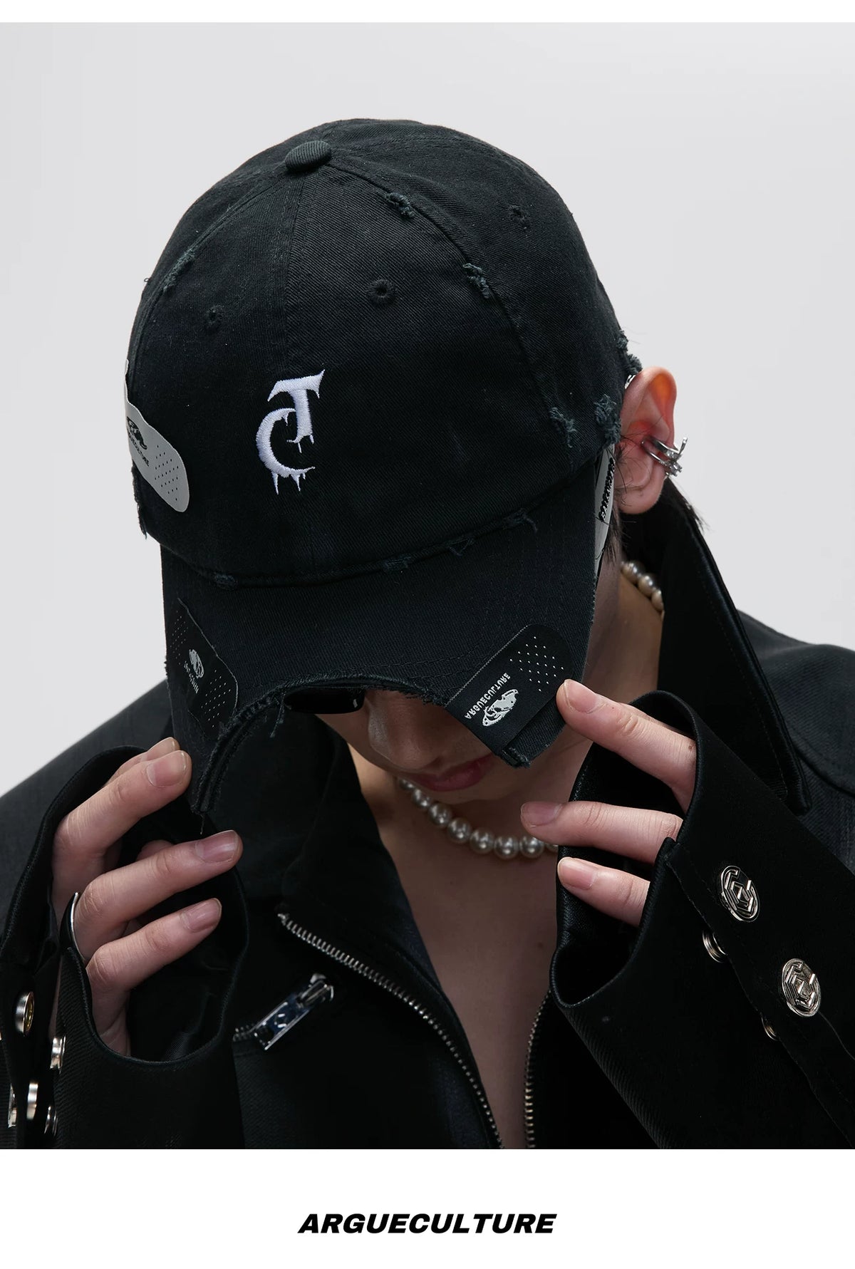 Distressed Patchwork Baseball Cap | Adjustable Cotton - description image 7