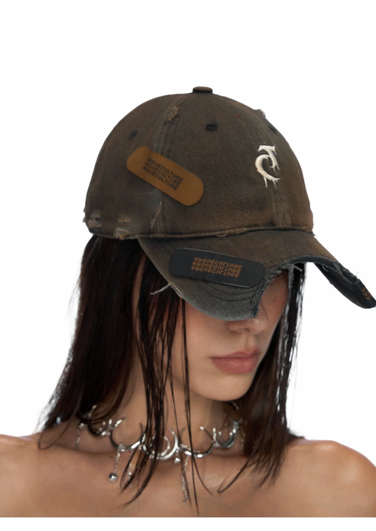 Distressed Patchwork Baseball Cap | Adjustable Cotton - description image 8