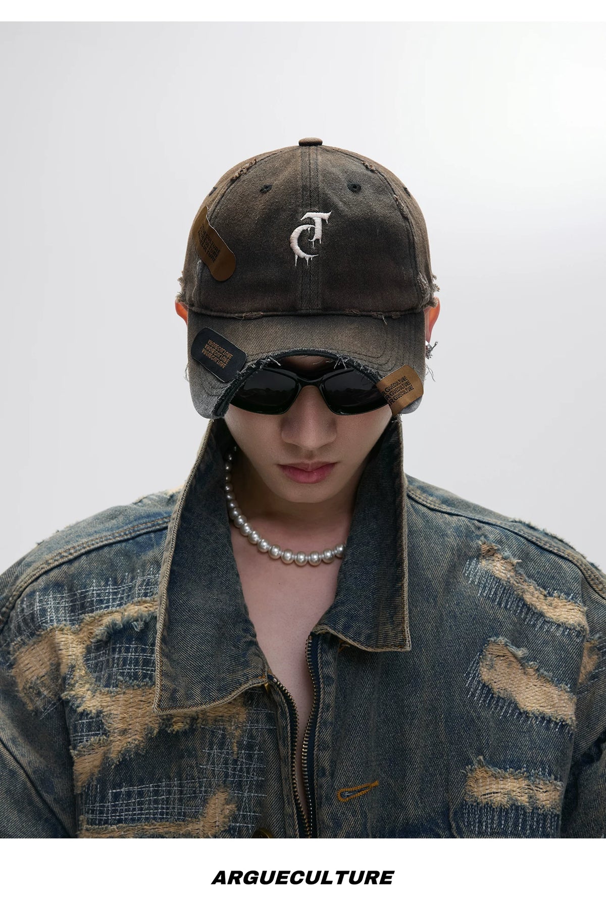 Distressed Patchwork Baseball Cap | Adjustable Cotton - description image 11