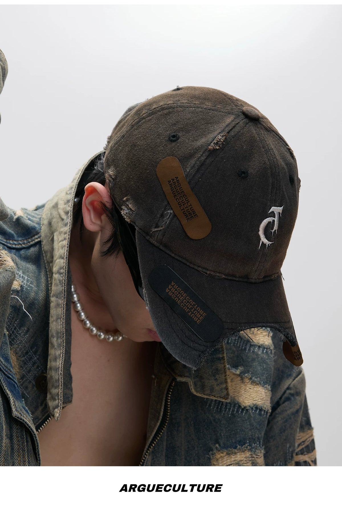 Distressed Patchwork Baseball Cap | Adjustable Cotton - description image 14