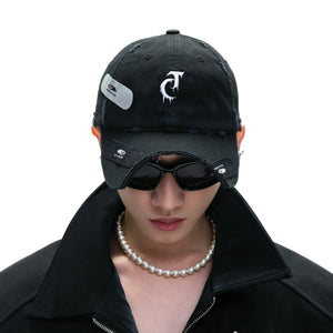Distressed Patchwork Baseball Cap | Adjustable Cotton - main image 1