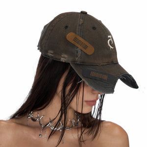 Distressed Patchwork Baseball Cap | Adjustable Cotton - main image 2