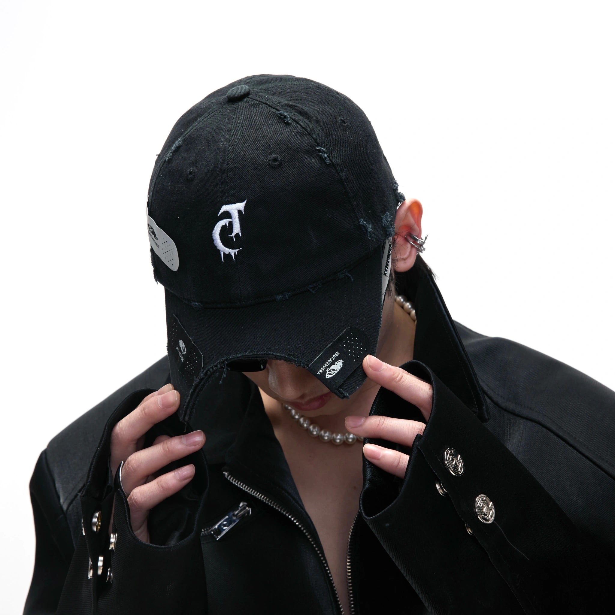 Distressed Patchwork Baseball Cap | Adjustable Cotton - main image 3