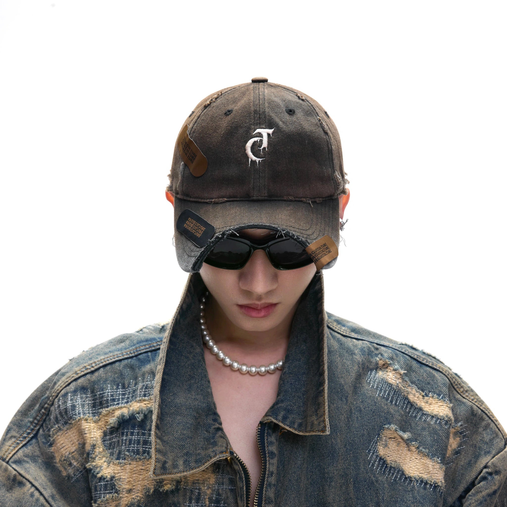Distressed Patchwork Baseball Cap | Adjustable Cotton - main image 4