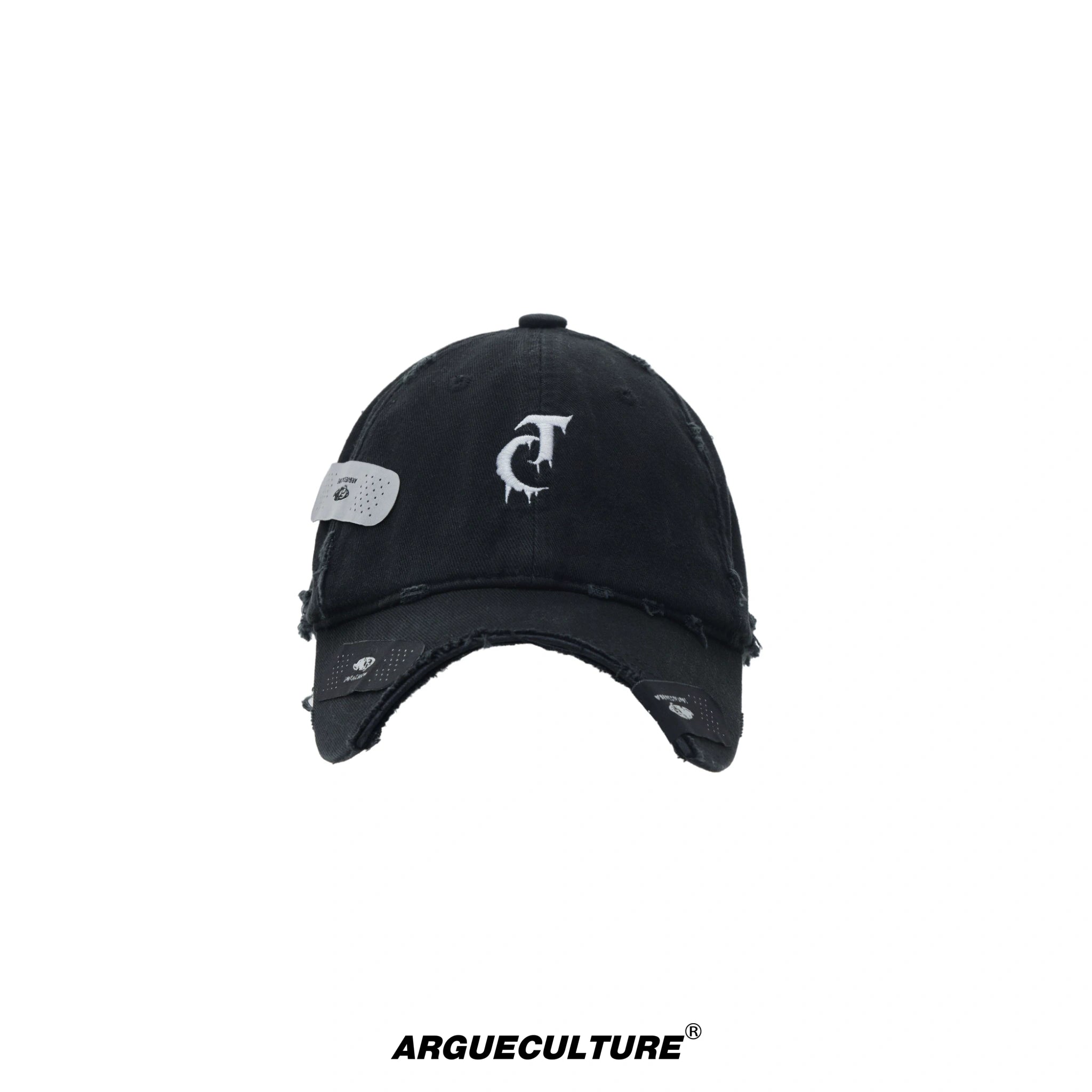 Distressed Patchwork Baseball Cap | Adjustable Cotton - Black