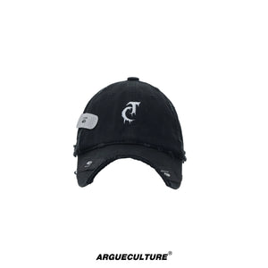 Distressed Patchwork Baseball Cap | Adjustable Cotton - Black
