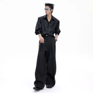 Relaxed Unisex Shimmer Shirt with Sparkling Collar Detail - main image 4