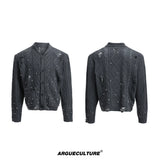 Pearl-Detail Open-Knit Cardigan Sweater | Unisex - Gray
