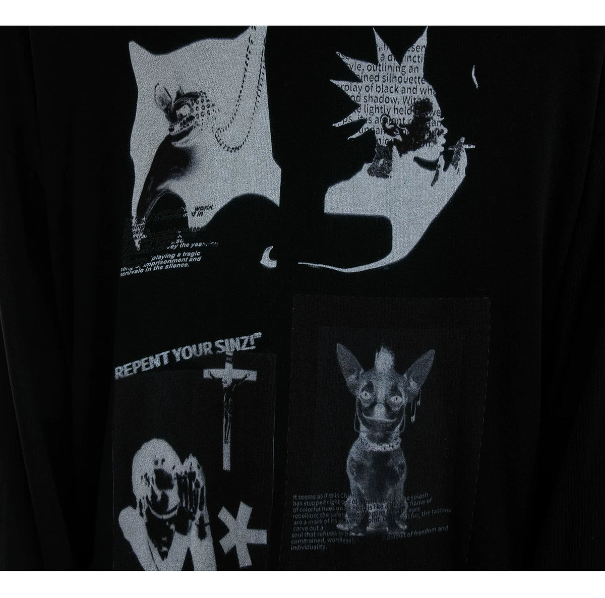 Relaxed Cotton Gothic Figure Print Long-Sleeve Tee - description image 9