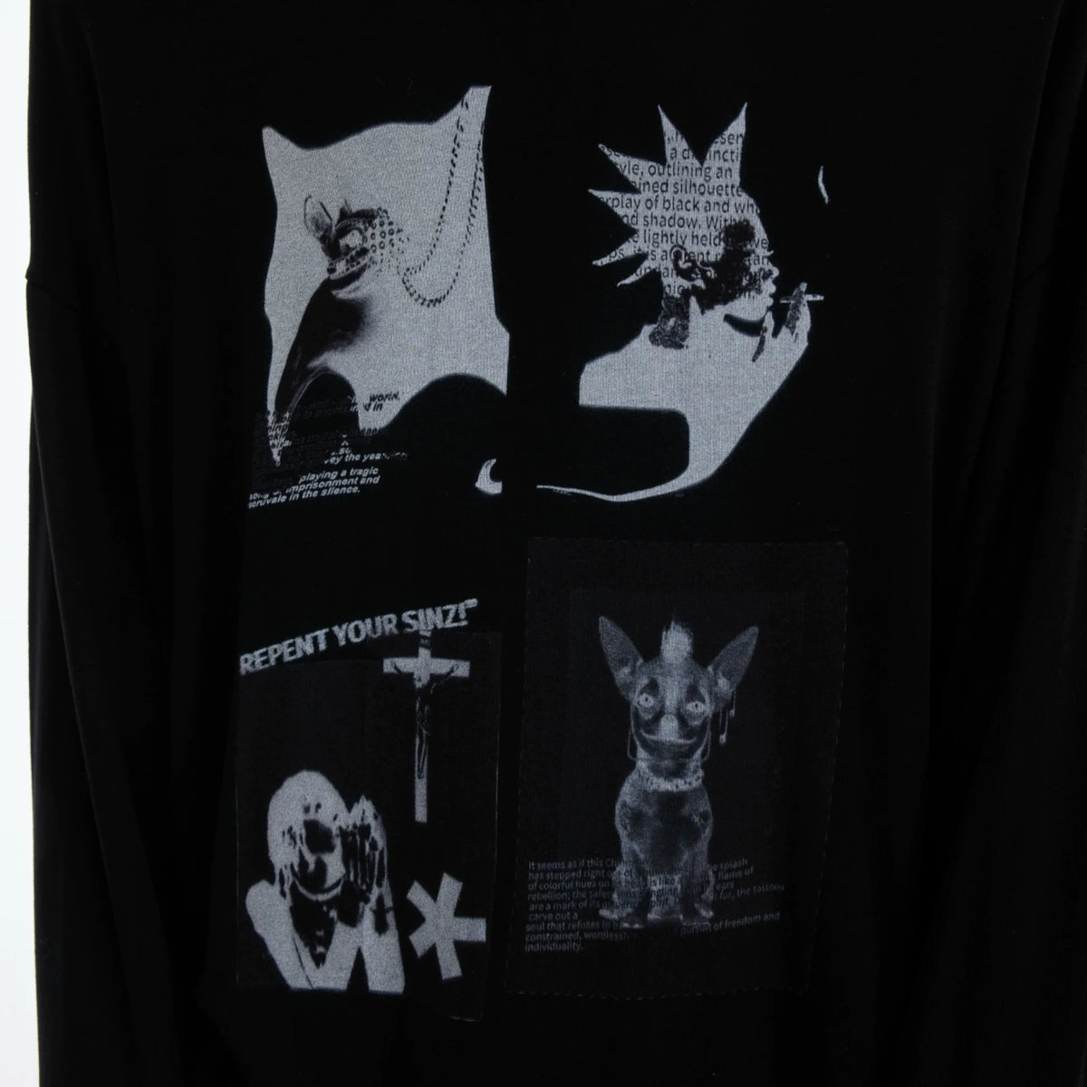 Relaxed Cotton Gothic Figure Print Long-Sleeve Tee - main image 3