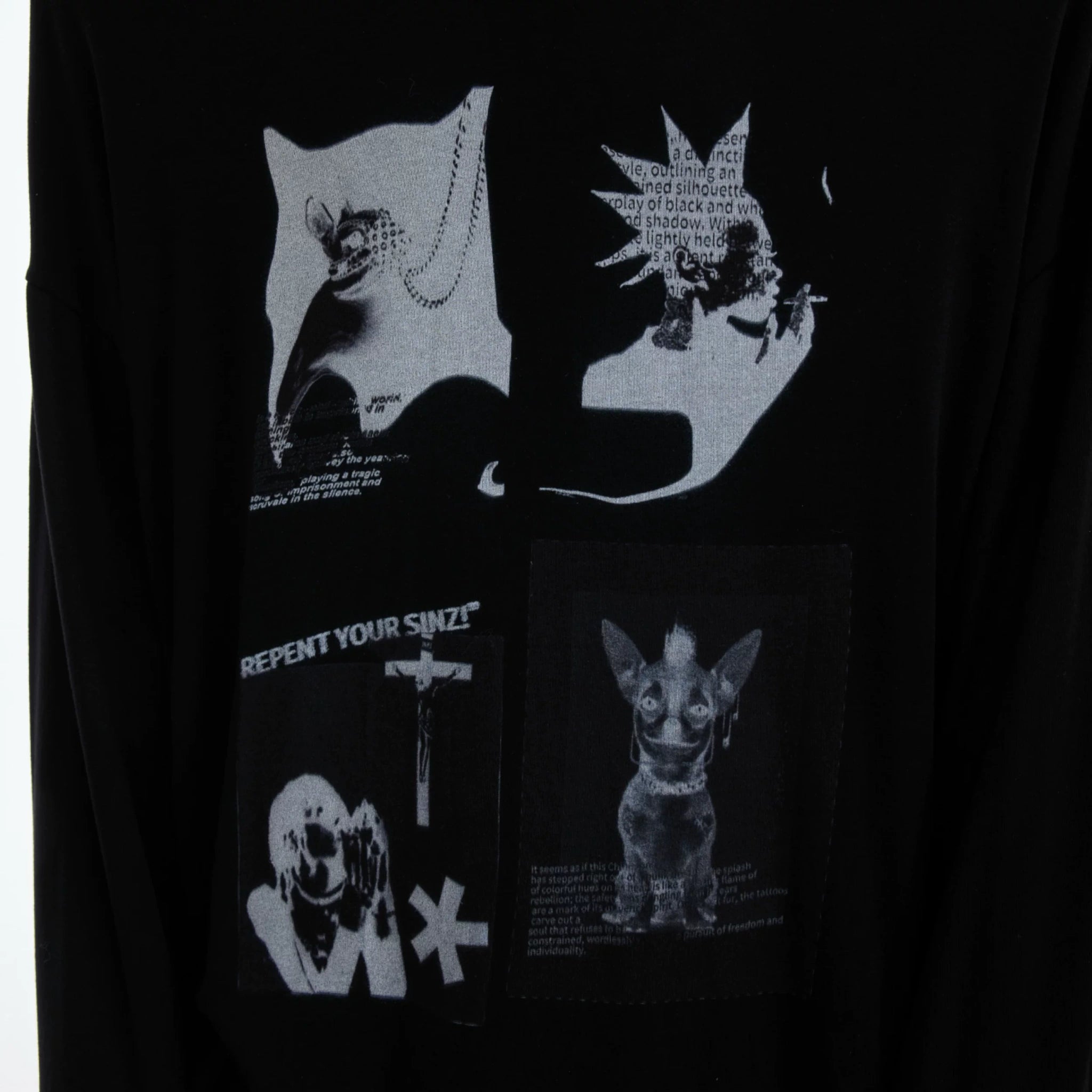 Relaxed Cotton Gothic Figure Print Long-Sleeve Tee - main image 3