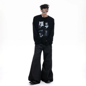 Relaxed Cotton Gothic Figure Print Long-Sleeve Tee - main image 4