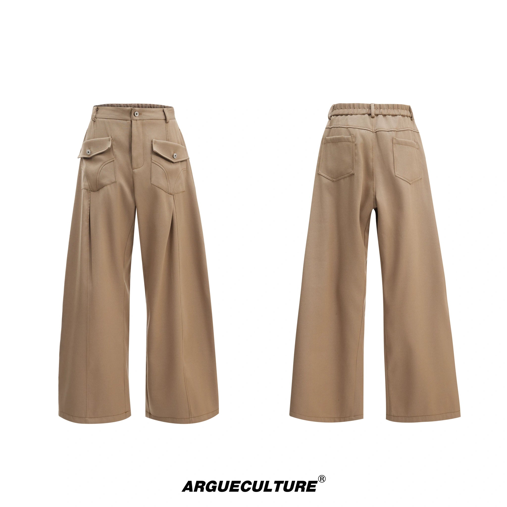 Pearl-Trimmed Collarless Utility Suit | Cotton Streetwear - Dark Mocha Brown Pants