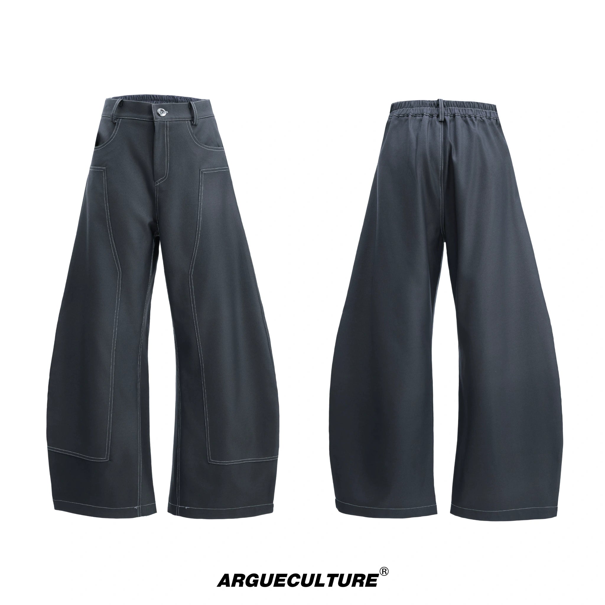 Unisex Gray Pin-Detail Cropped Coat and Pants Set - Gray Pants