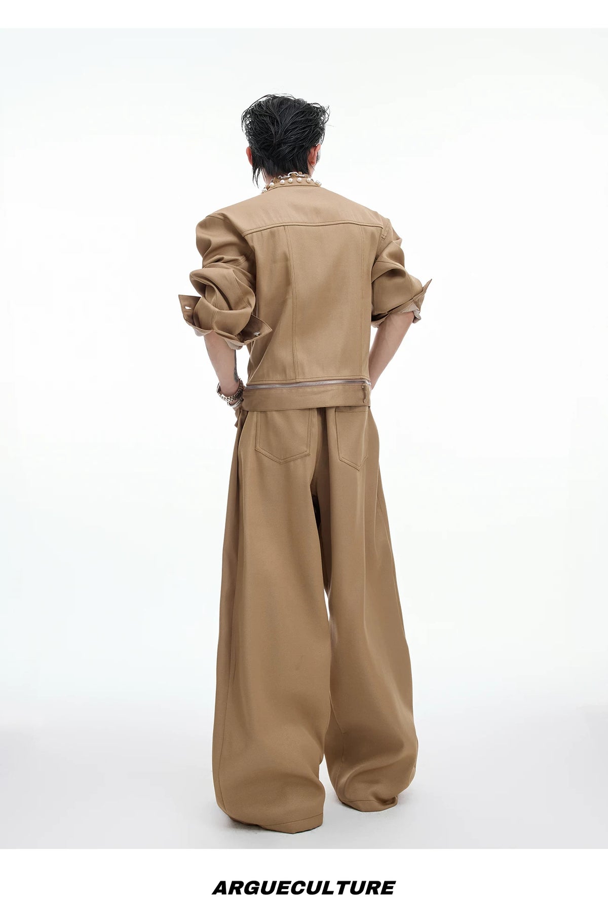 Loose Straight-Leg Cargo Jeans | Washed Cotton Denim - description image 12