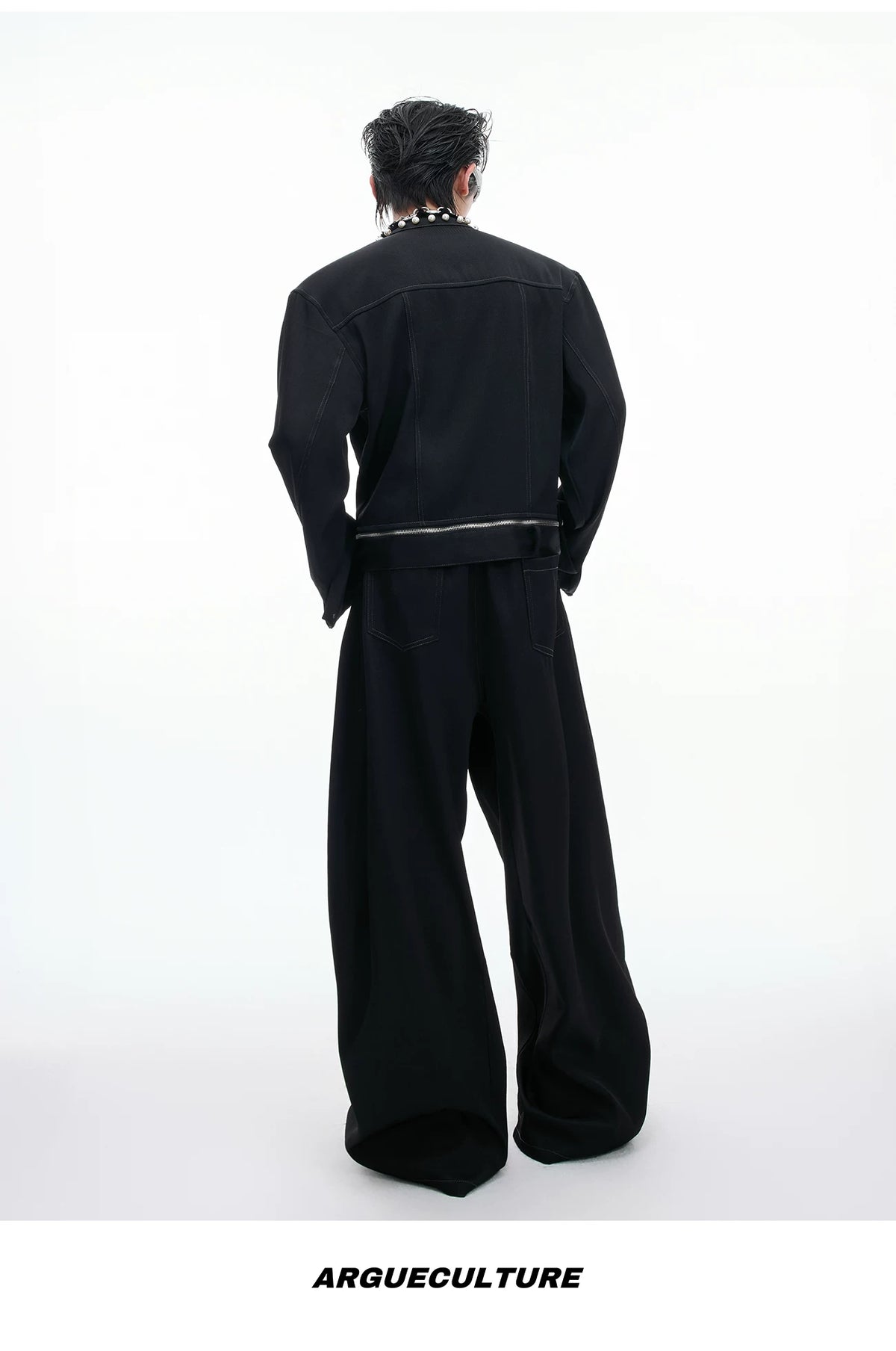 Loose Straight-Leg Cargo Jeans | Washed Cotton Denim - description image 17