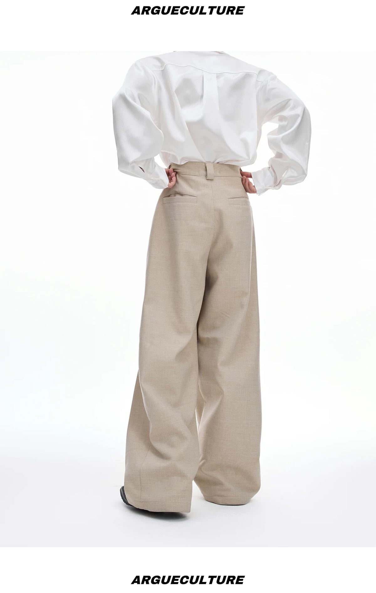 Deconstructed Pleated Straight-Leg Cotton Blend Trousers - description image 10