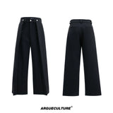 Deconstructed Pleated Straight-Leg Cotton Blend Trousers - Black