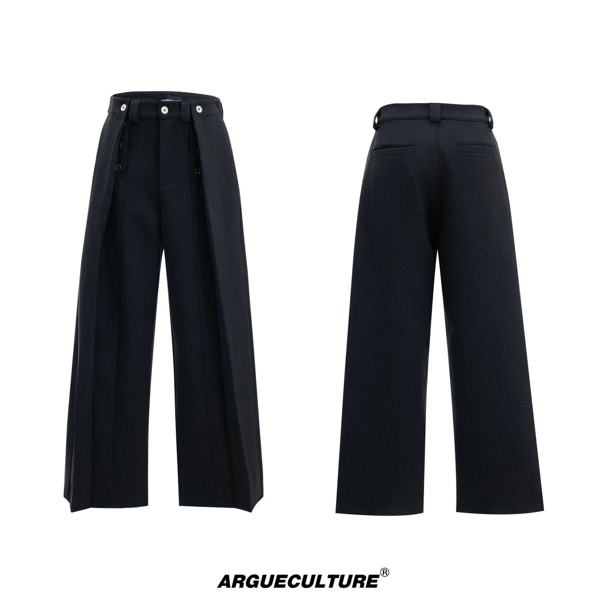 Deconstructed Pleated Straight-Leg Cotton Blend Trousers - Black