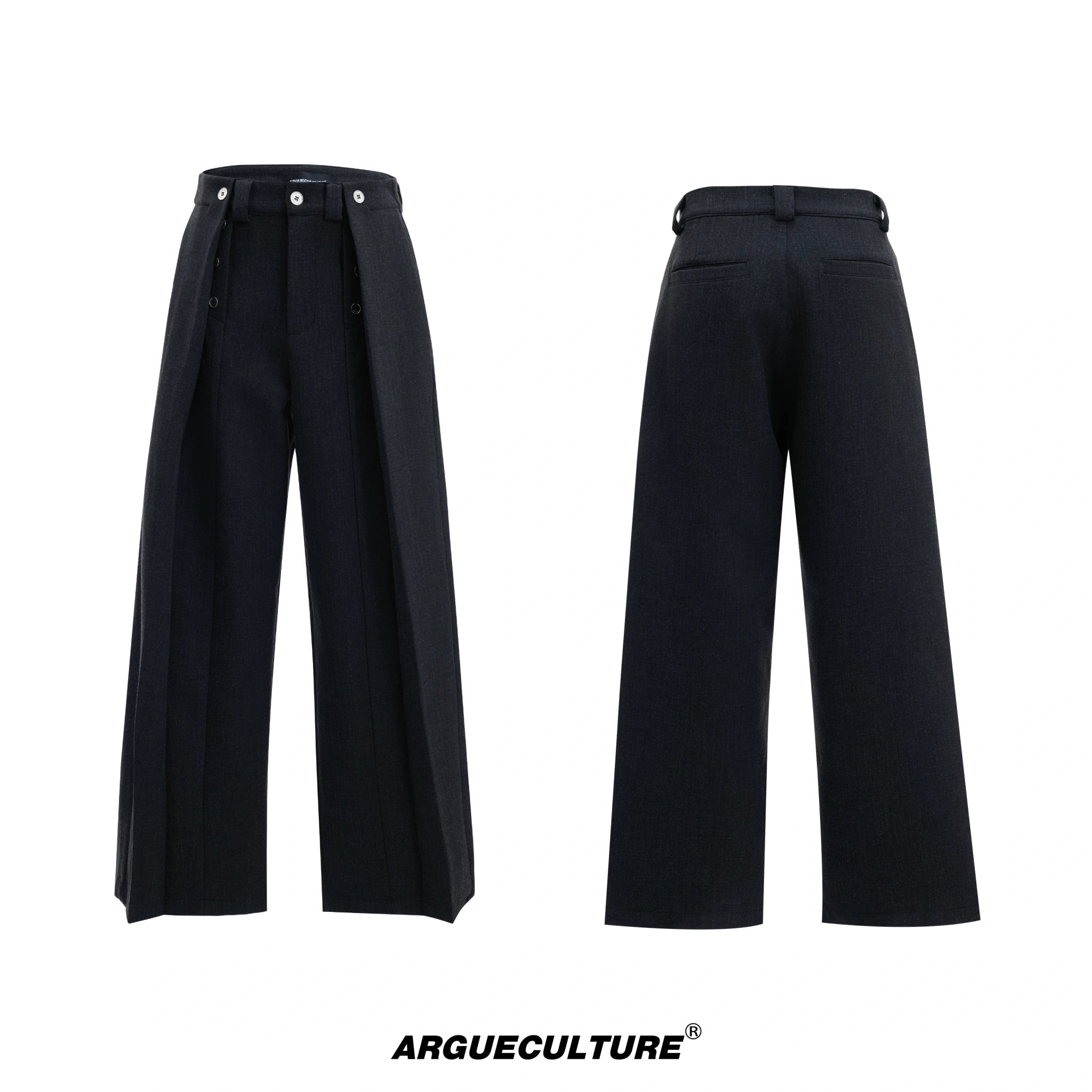 Deconstructed Pleated Straight-Leg Cotton Blend Trousers - Black