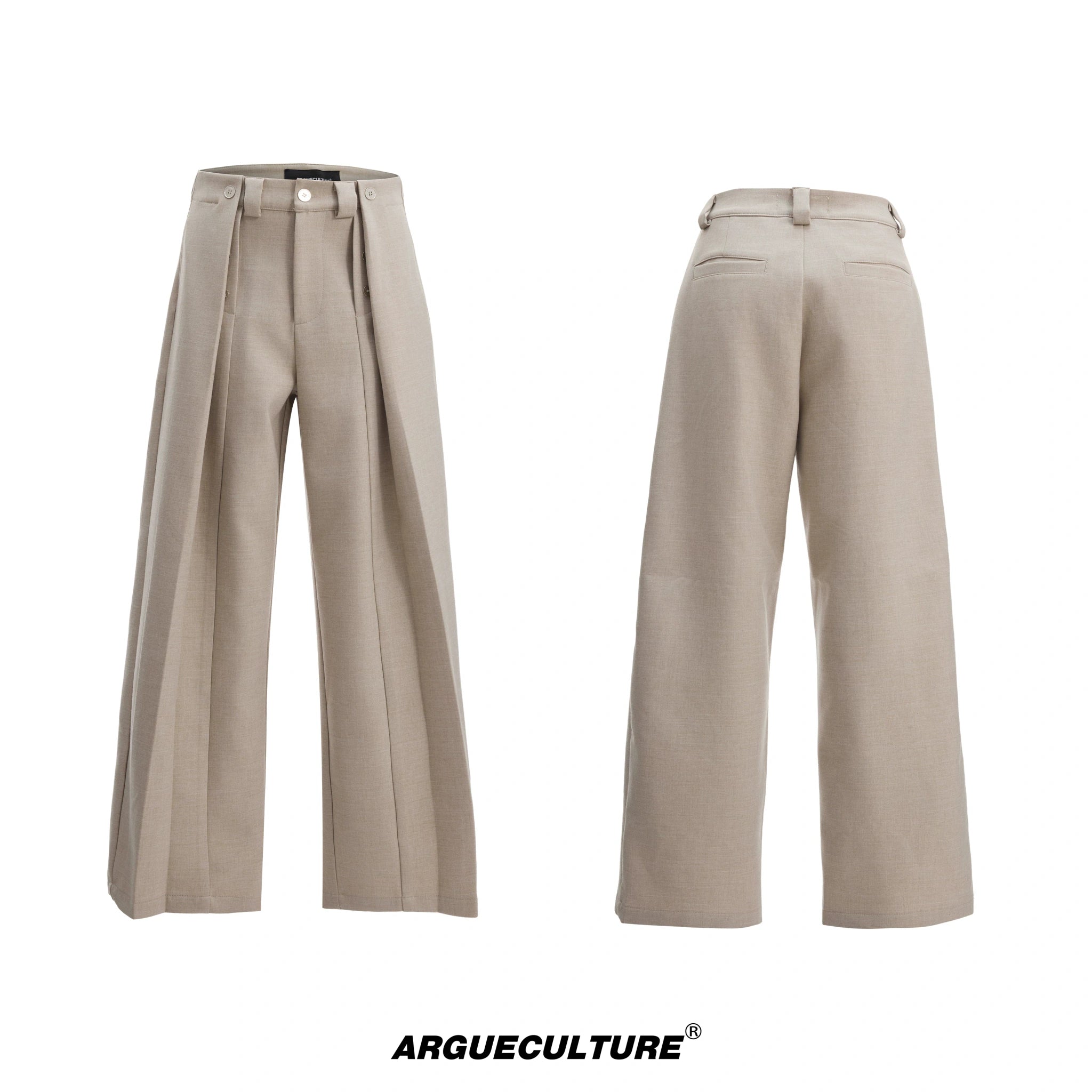 Deconstructed Pleated Straight-Leg Cotton Blend Trousers - Brown