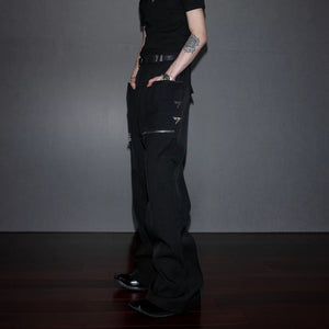 Deconstructed Metallic Flare Pants | Cotton Streetwear - main image 3