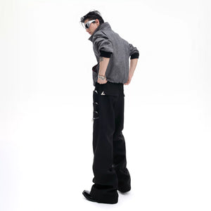 Deconstructed Metallic Flare Pants | Cotton Streetwear - main image 5