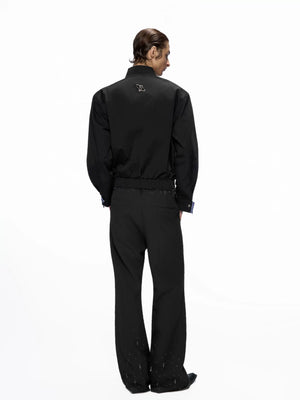 Stand-Collar Striped Patchwork Short Jacket - main image 3
