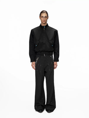 Stand-Collar Striped Patchwork Short Jacket - main image 5