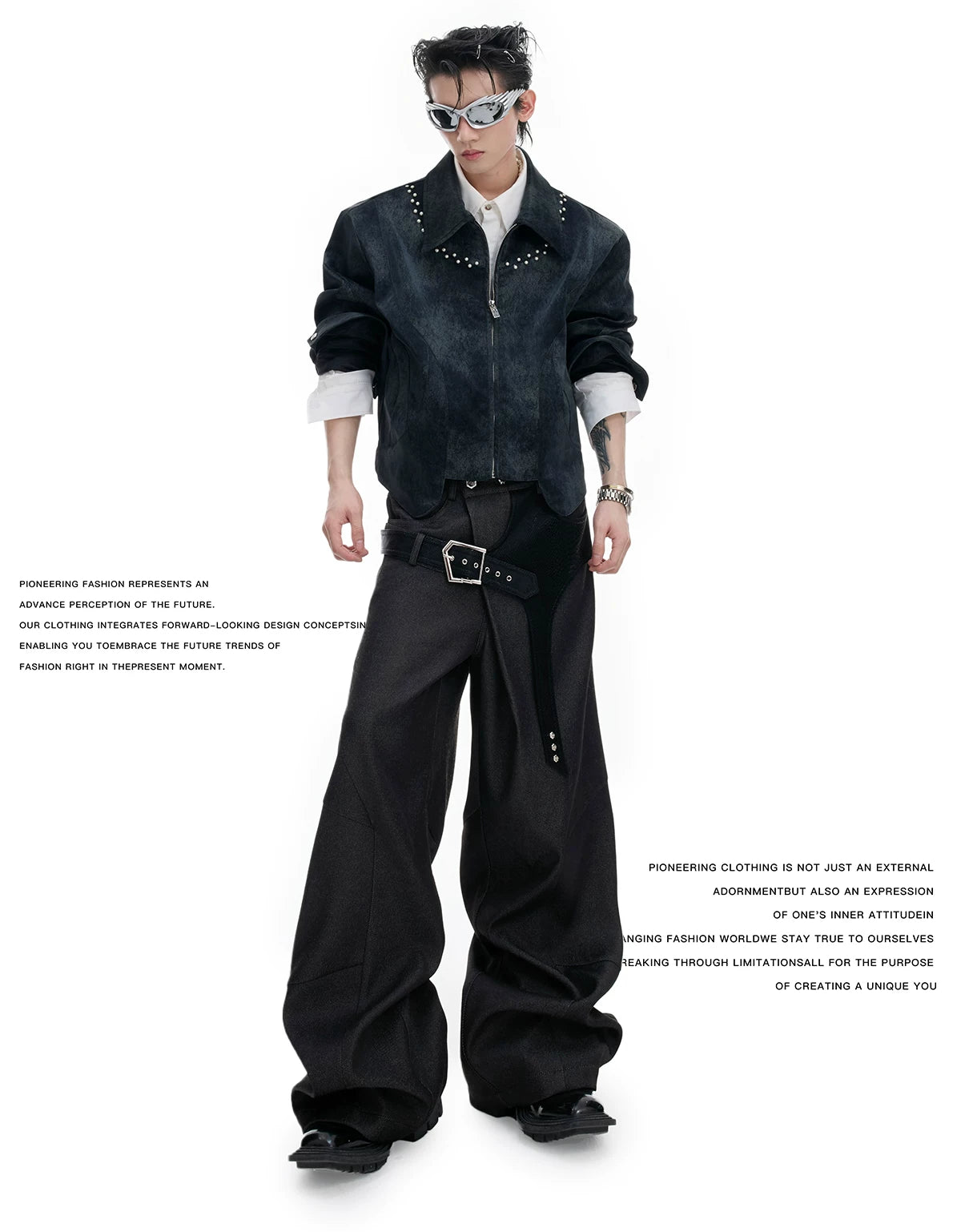 Crocodile-Panel Straight-Leg Cotton Pants | Argue - description image 3