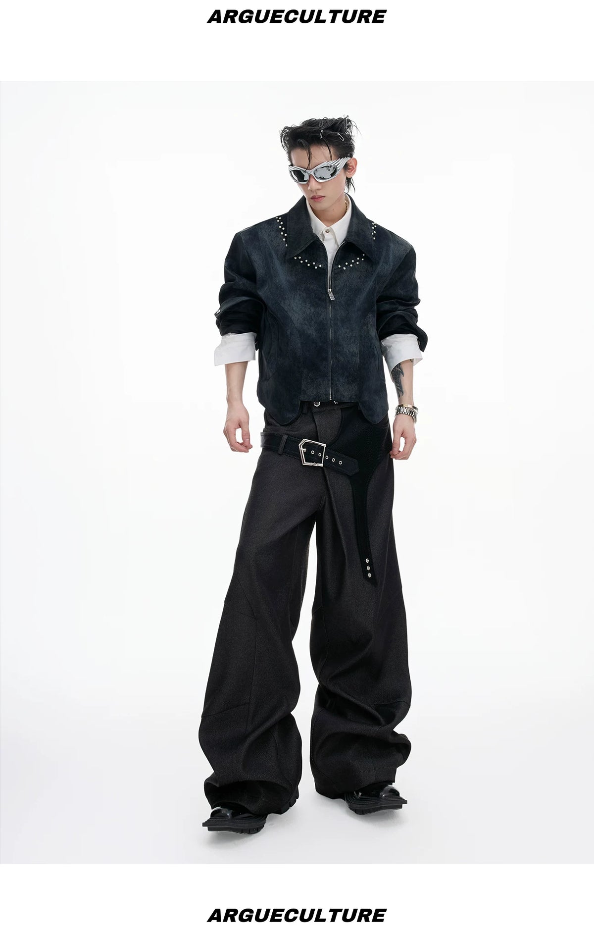 Crocodile-Panel Straight-Leg Cotton Pants | Argue - description image 10
