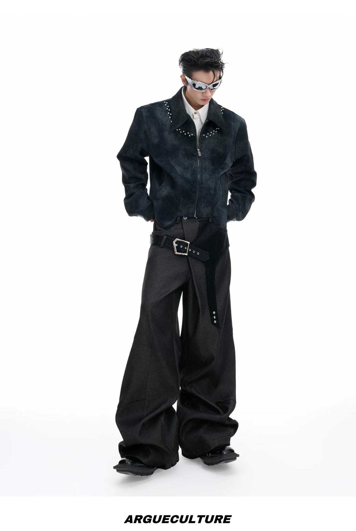 Crocodile-Panel Straight-Leg Cotton Pants | Argue - description image 11