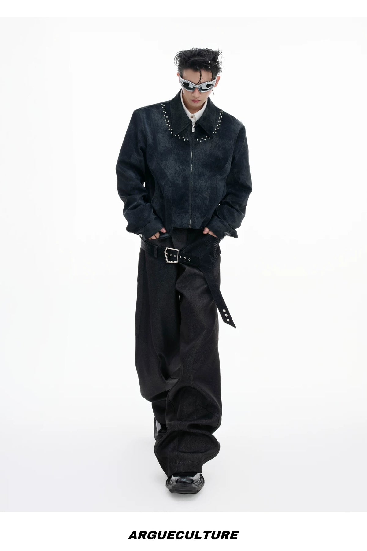 Crocodile-Panel Straight-Leg Cotton Pants | Argue - description image 12