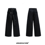 Crocodile-Panel Straight-Leg Cotton Pants | Argue - Black
