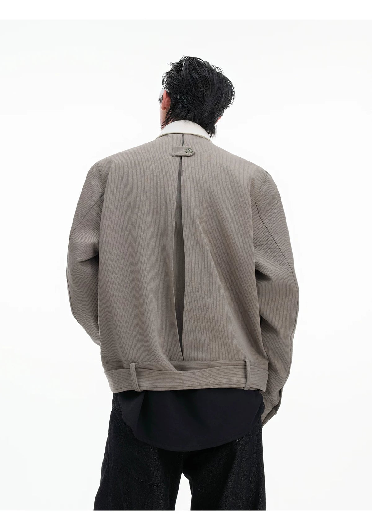 Relaxed Cotton Asymmetric Button Point-Collar Shirt - description image 7