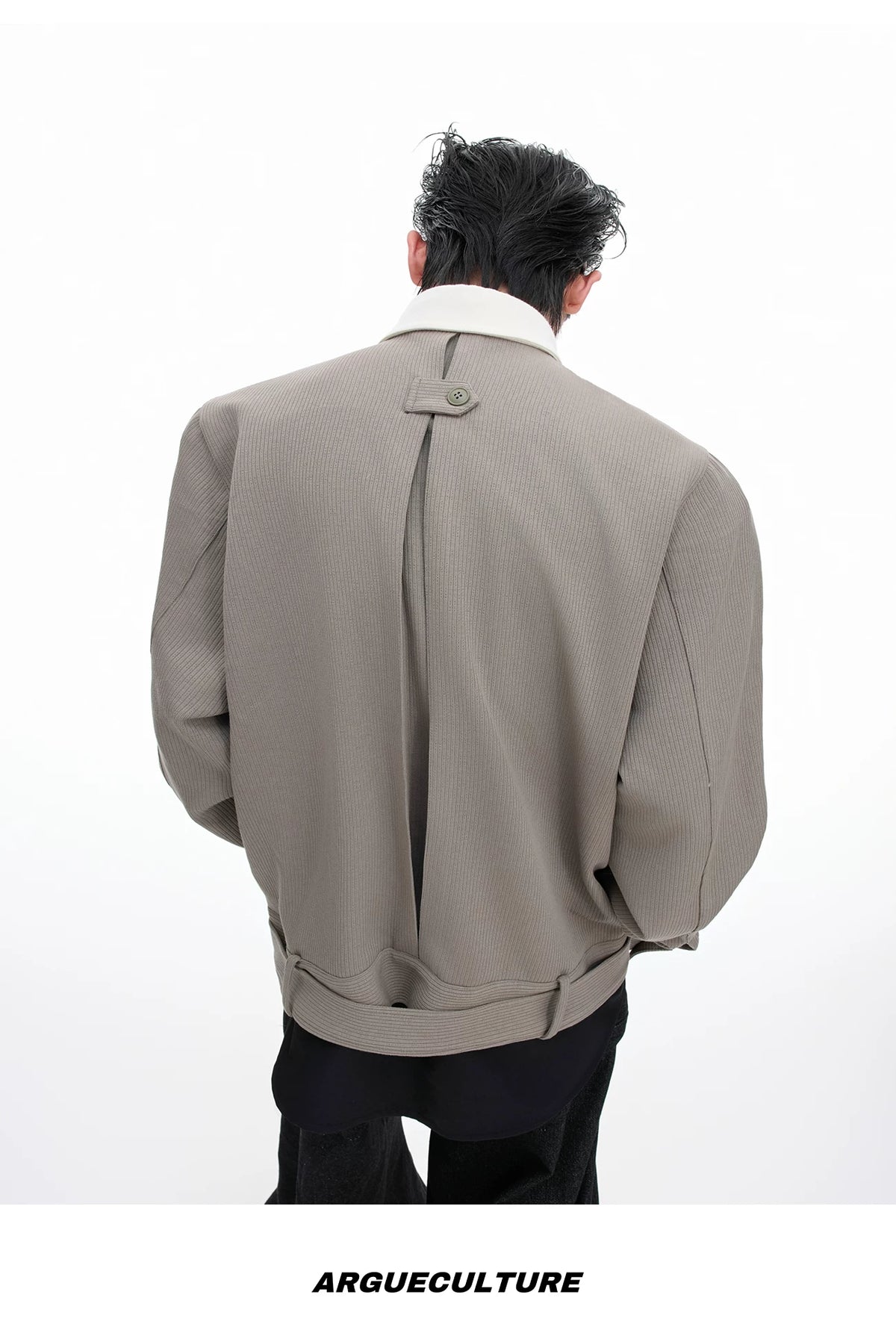 Relaxed Cotton Asymmetric Button Point-Collar Shirt - description image 8