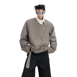 Relaxed Cotton Asymmetric Button Point-Collar Shirt - main image 1