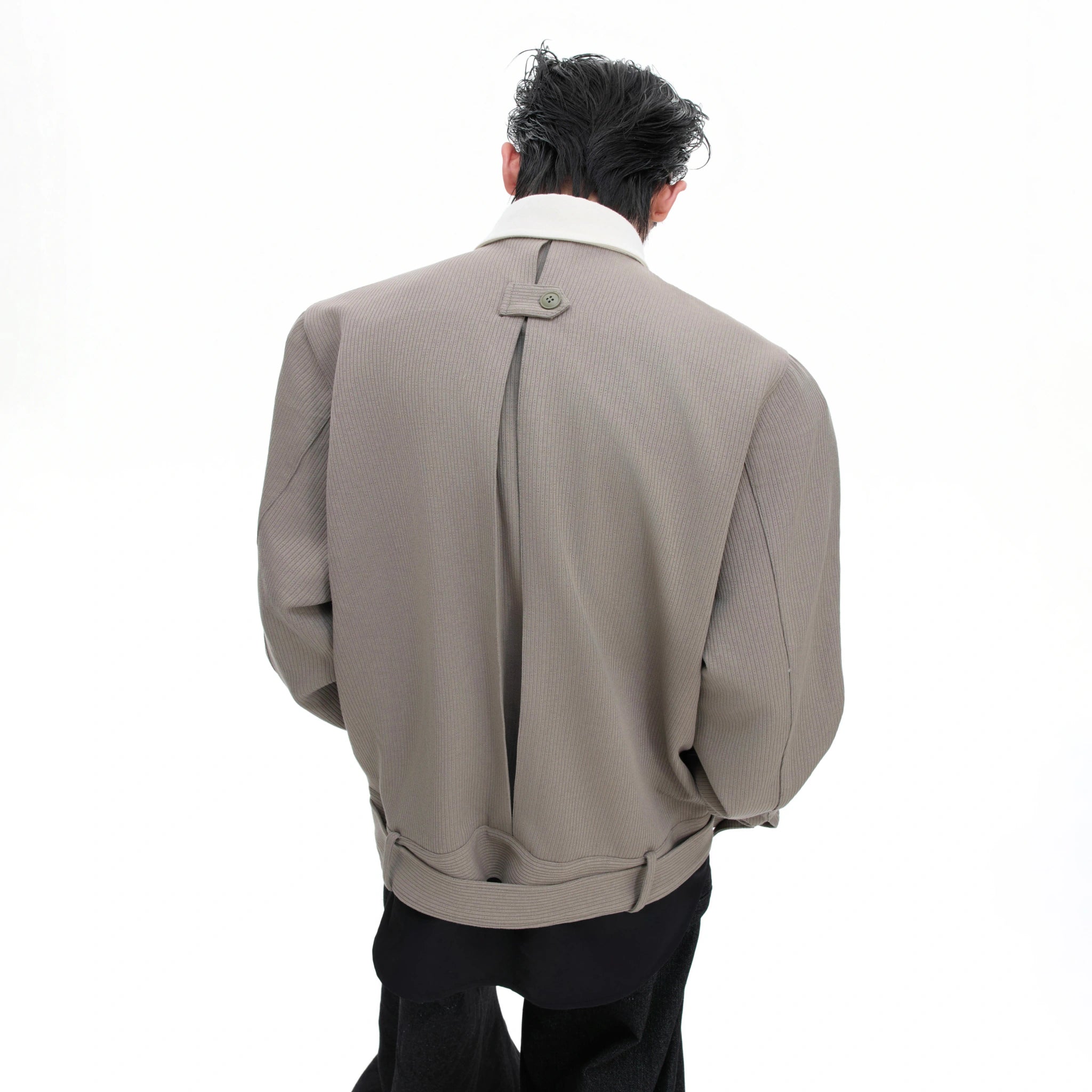 Relaxed Cotton Asymmetric Button Point-Collar Shirt - main image 3