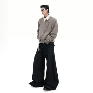 Relaxed Cotton Asymmetric Button Point-Collar Shirt - main image 5