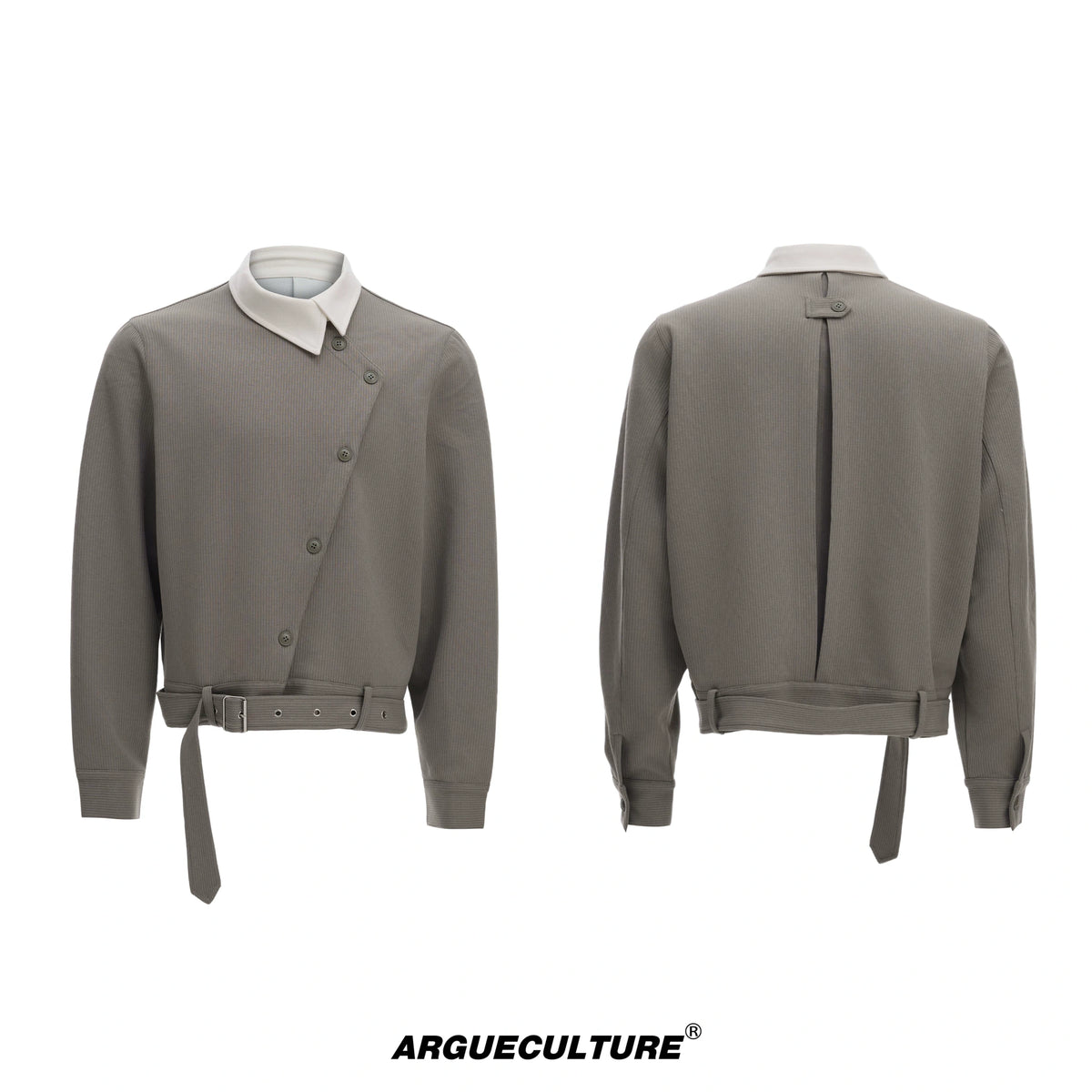 Relaxed Cotton Asymmetric Button Point-Collar Shirt - Charcoal Gray