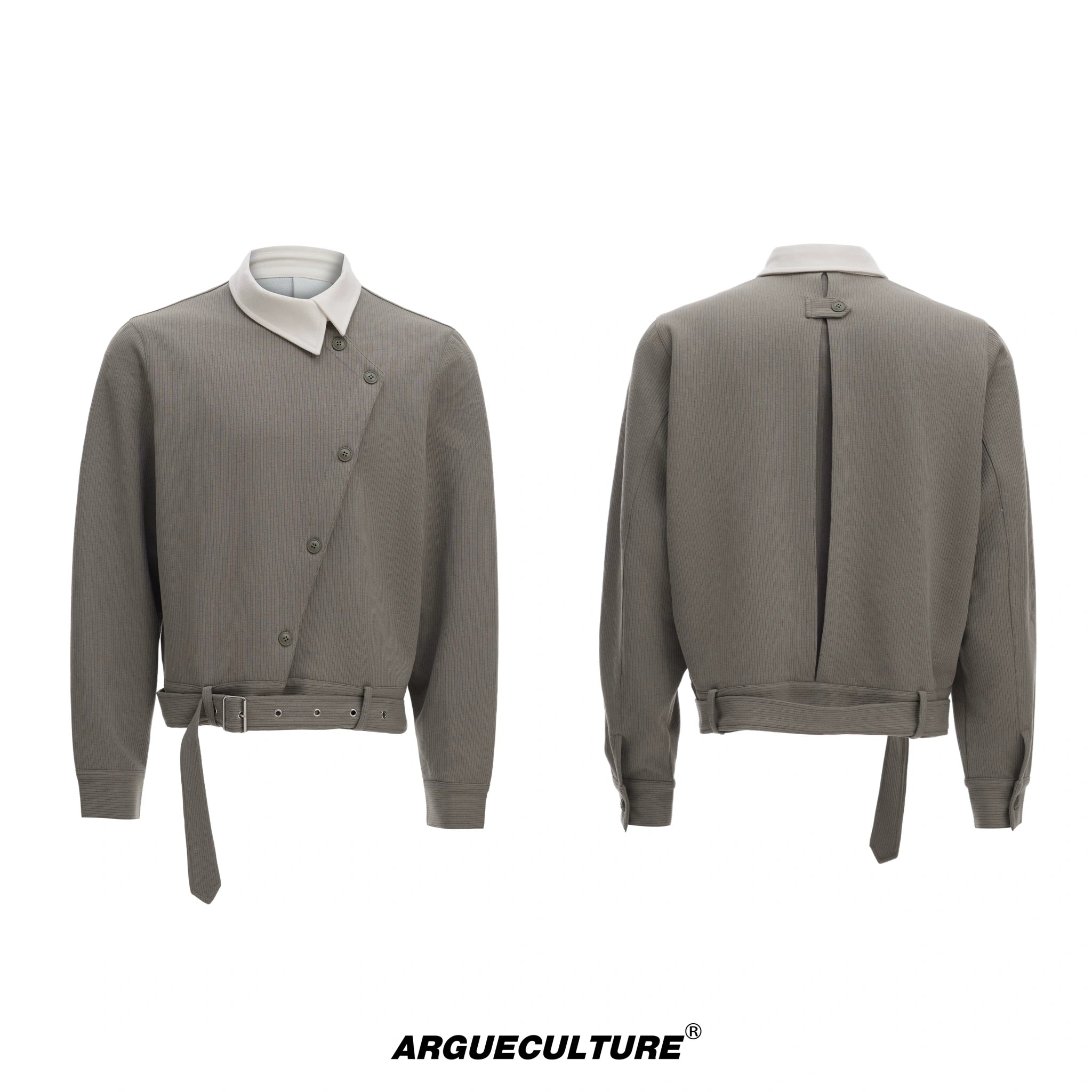 Relaxed Cotton Asymmetric Button Point-Collar Shirt - Charcoal Gray