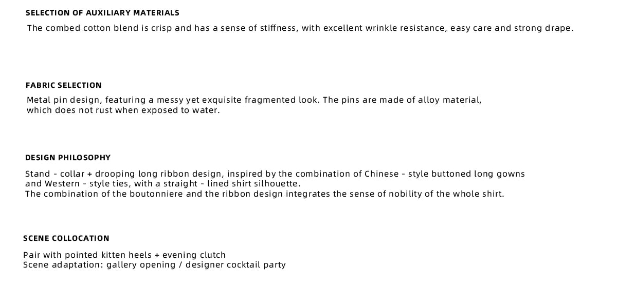 Unisex Ribbon-Collar Shirt and Wide-Leg Pants Set - description image 2